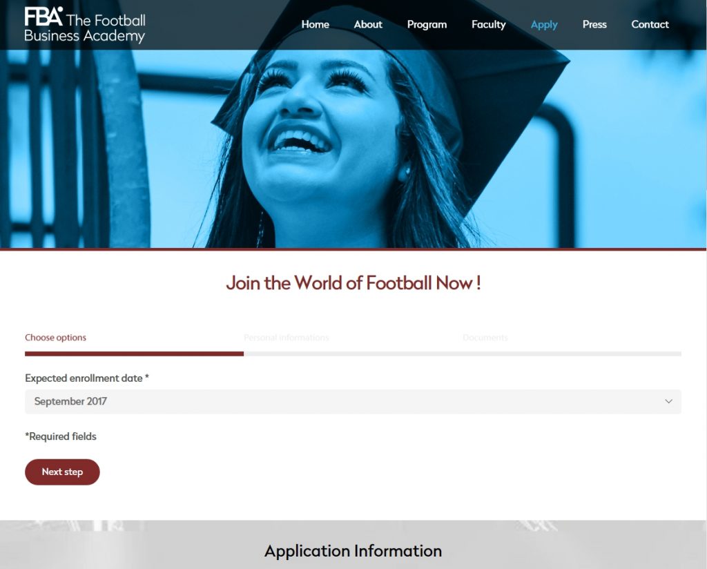 the football business academy - Apply wordpress
